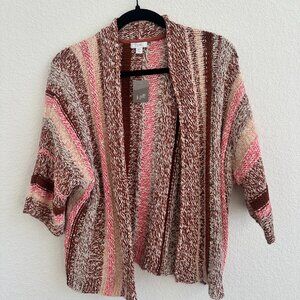NWT J. Jill pinks/reds knit open cardigan, small petite